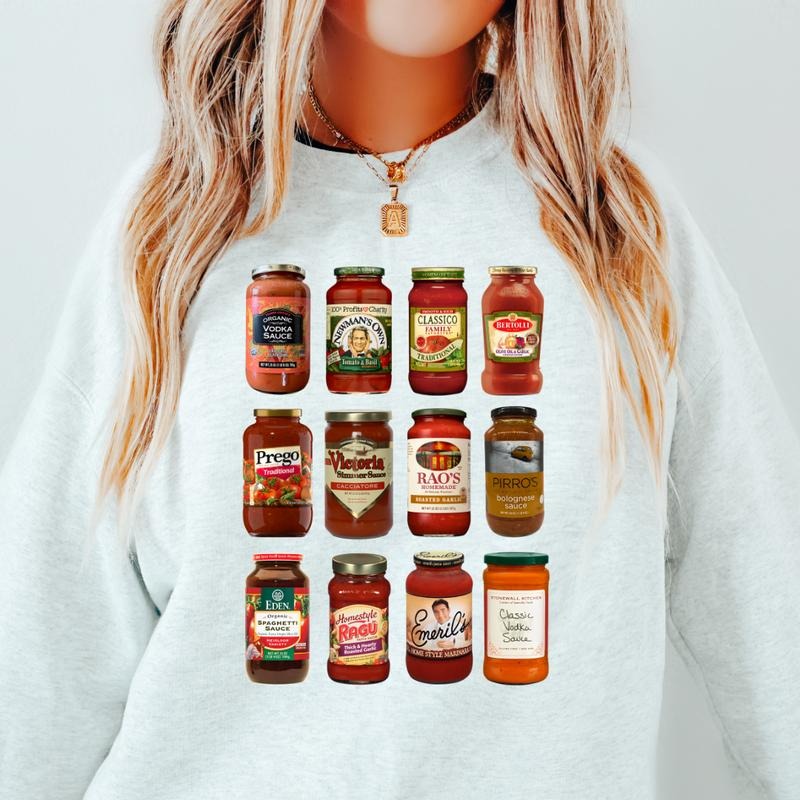PASTA SAUCE CREWNECK (UNISEX CREWNECK CREWNECK SWEATSHIRT, RUNS TRUE TO SIZE GO UP ONE SIZE FOR THE OVERSIZED LOOK CASUAL...