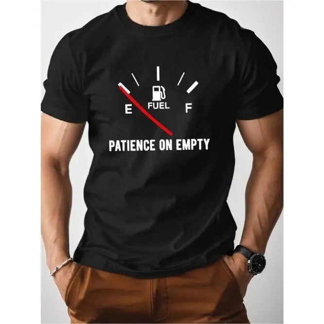 PATIENCE ON EMPTY - Soft, Breathable, Pure Cotton Men's Comfort Fit T-Shirt for Everyday Wear Made in USA Hoodie Sweatshirt