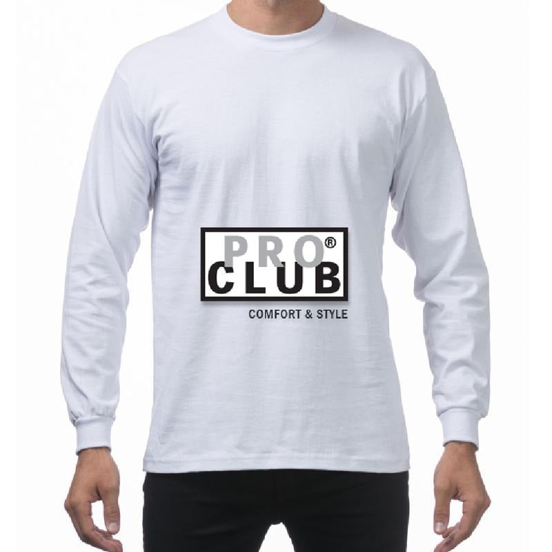 PROCLUB Men's Heavyweight Long Sleeve T Shirts PRO CLUB Plain Crew Neck T Shirt Casual Cotton Tee Basic Big and Tall Hip...