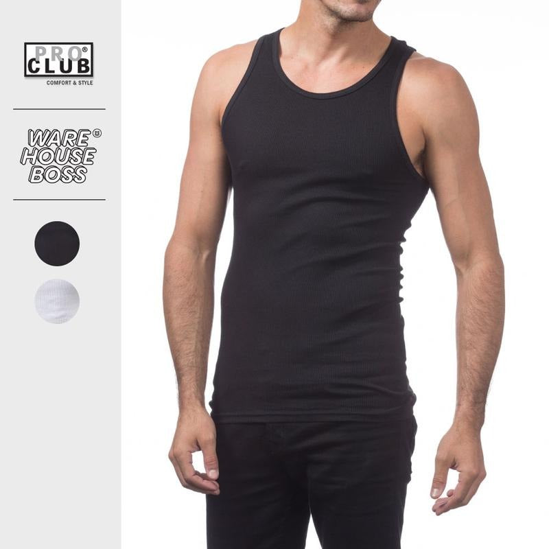 PROLUB Men's 3 Pcs Cotton Ribbed A Shirts Underwear PRO CLUB Tank Top Long Undershirts Thin Expendable Casual Slim Fit...