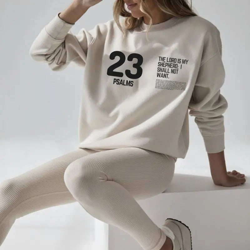 PSALMS 23 Sweatshirt | Cotton Unisex Sweatshirt | Christian Sweatshirt Womenswear Hoodie Shirt | PrintMintTees.com