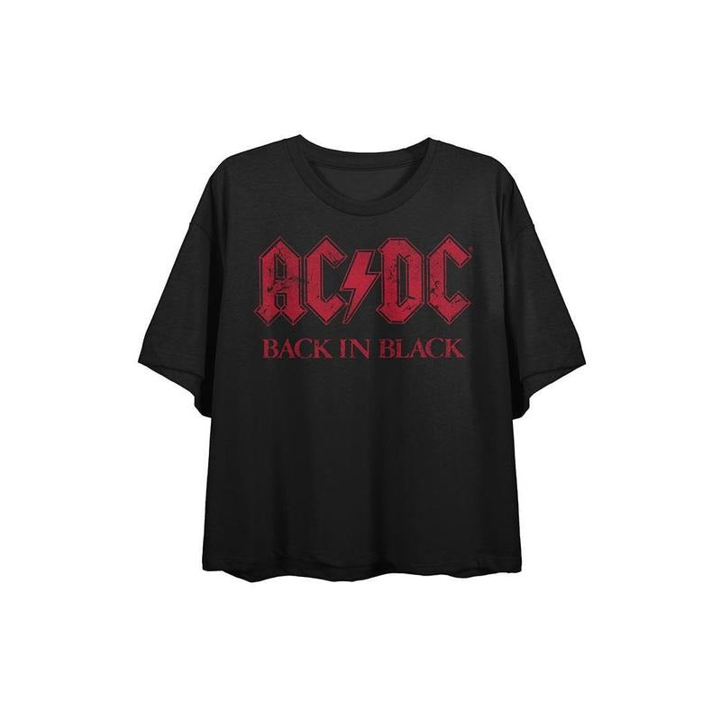 PacSun Women's ACDC Back in Black Cropped T-Shirt Hoodie, Sweatshirt | PrintMintTees.com