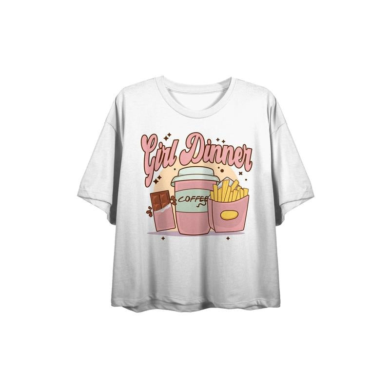 PacSun Women's Girl Dinner Chocolate Coffee & Fries Cropped T-Shirt Hoodie, Sweatshirt | PrintMintTees.com
