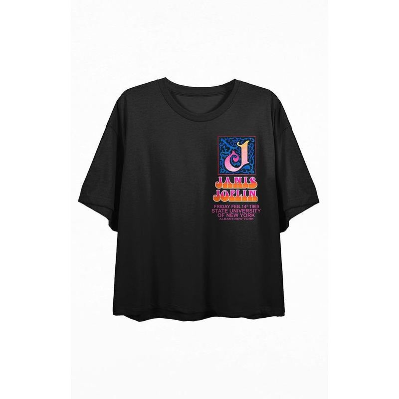 PacSun Women's Janis Joplin Vibrant Poster Cropped T-Shirt Hoodie, Sweatshirt | PrintMintTees.com