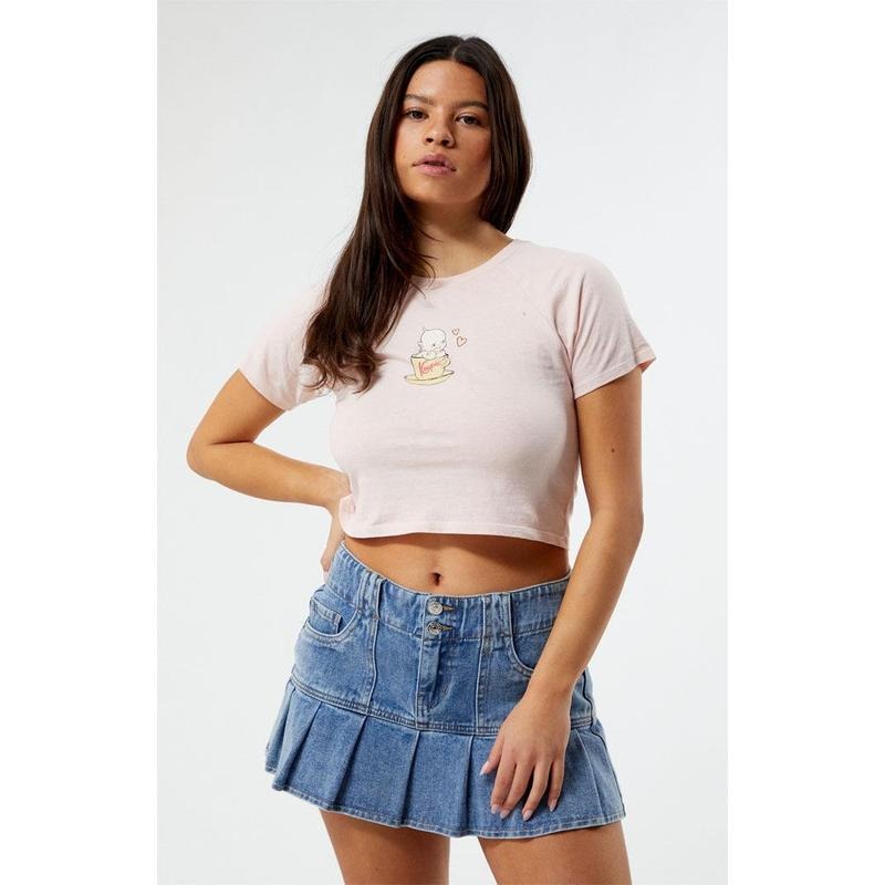PacSun Women's Kewpie Teacup Raglan Cropped T-Shirt Hoodie, Sweatshirt | PrintMintTees.com