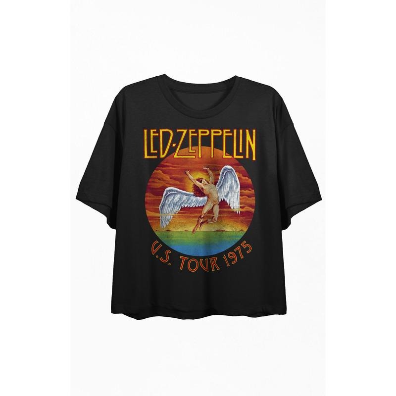 PacSun Women's Led Zeppelin US Tour 1975 Cropped T-Shirt Hoodie, Sweatshirt | PrintMintTees.com