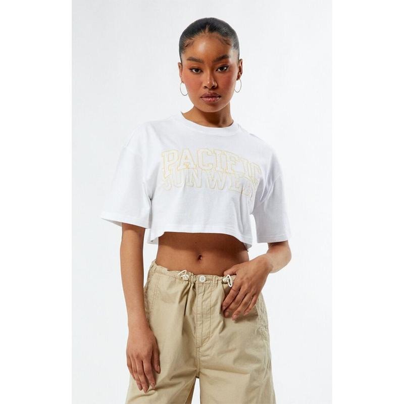 PacSun Women's Pacific Sunwear Eyelet Super Cropped T-Shirt Hoodie Sweatshirt | PrintMintTees.com