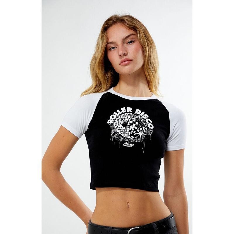 PacSun Women's Roller Disco Raglan Baby T-Shirt Hoodie, Sweatshirt | PrintMintTees.com