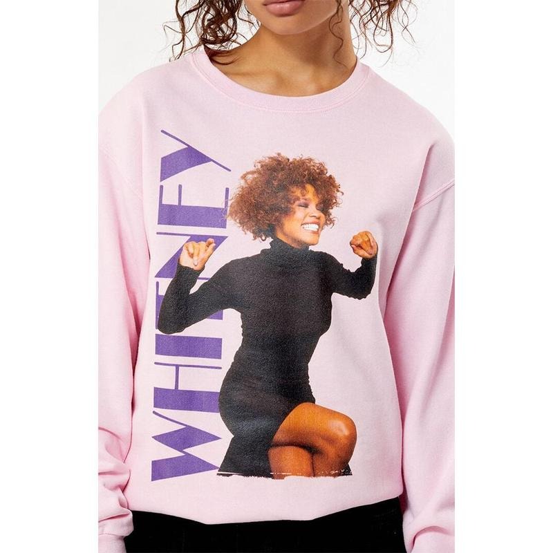 PacSun Women's Whitney Houston Power Crew Neck Sweatshirt Shirt Hoodie | PrintMintTees.com