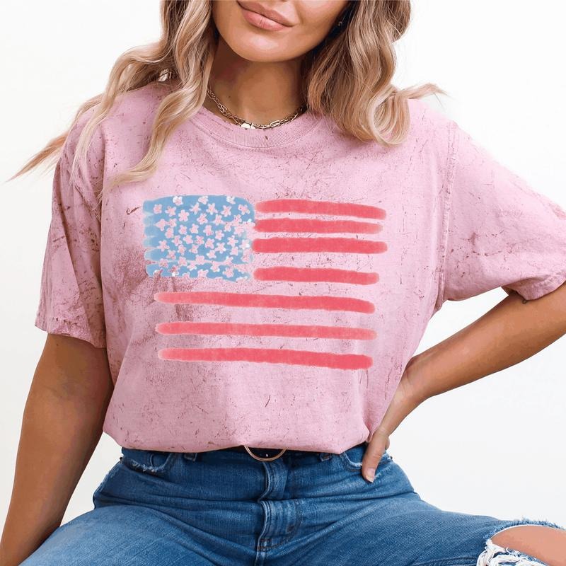 Painted Flag, Fourth of July, America, Patriotic, USA, Comfort Colors Color Blast T-Shirt, Women's Comfort Colors Tee...
