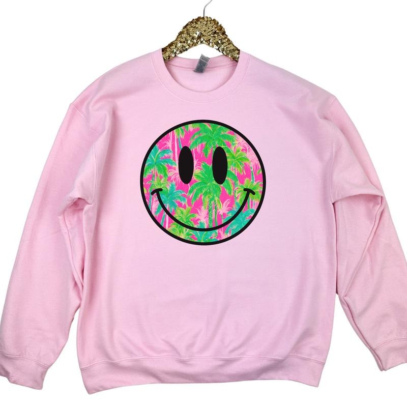 Palm Tree Happy Face Sweatshirt 'NLB' T-Shirts, Hoodie | PrintMintTees.com