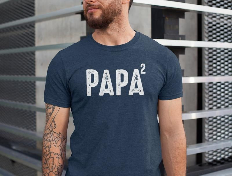 Papa 2 Shirt, Papa Squared Tshirt, Father's Day Papa Gift Tee, 2nd Child Papa Gift Tshirt, Papa of 2 T-Shirt Hoodie...