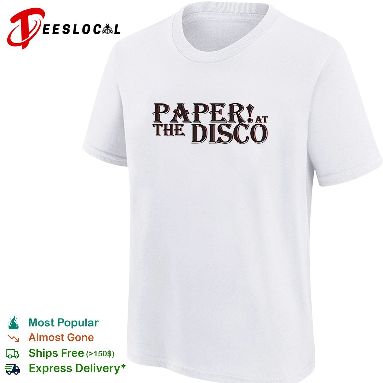 Paper at the disco band music typography shirt