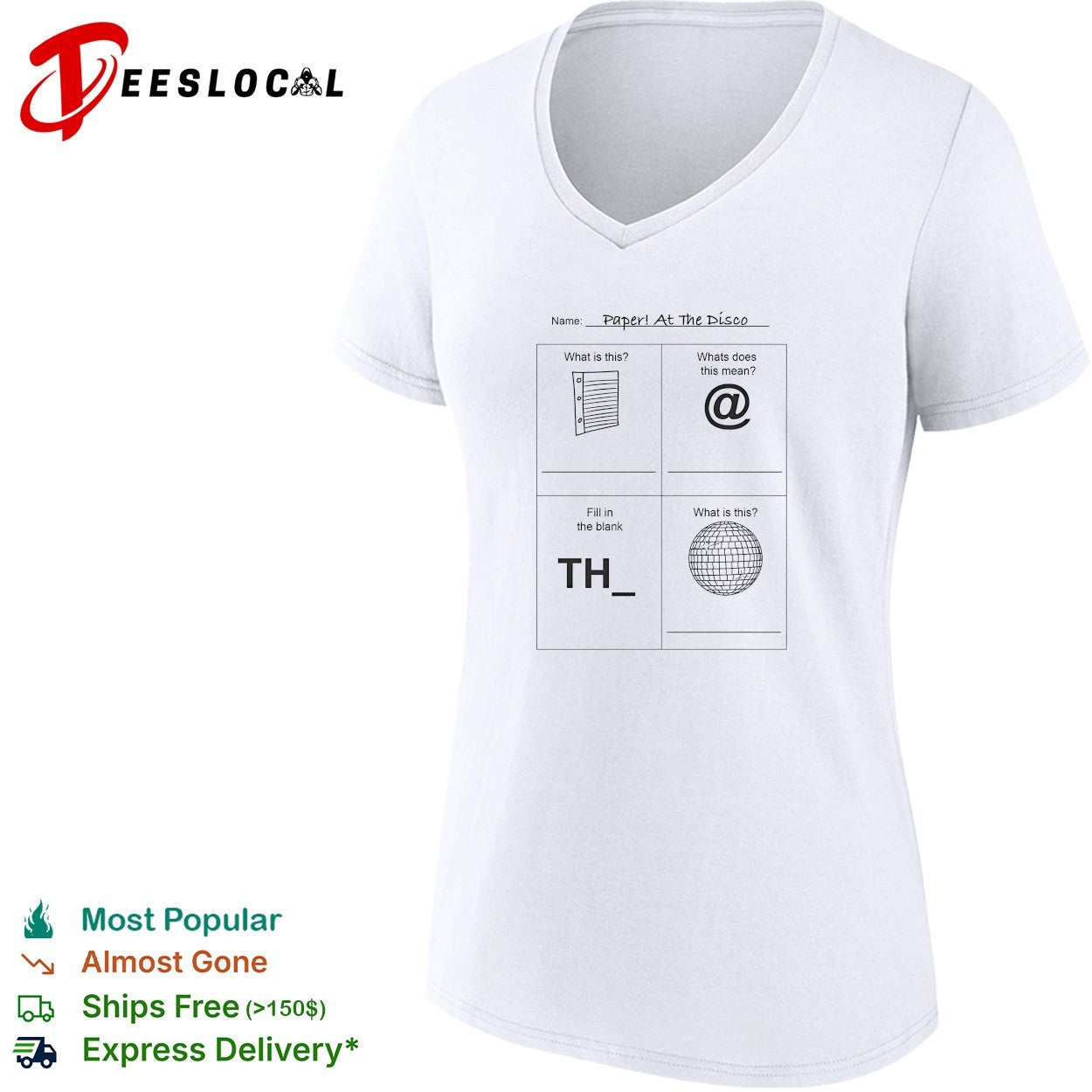 Paper at the disco educational worksheet parody shirt