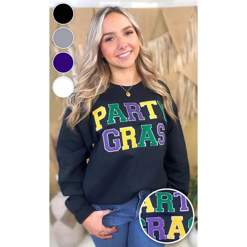 Party Gras Soft Chenille Graphic Sweatshirt Shirt Hoodie | PrintMintTees.com