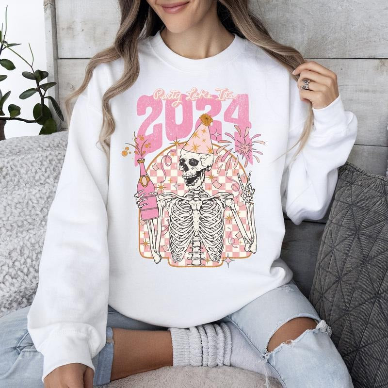 Party Like 'S 2024 Skeleton New Year'S T-Shirts, Hoodie, Sweatshirt