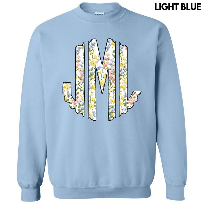 Pastel Blooms Monogram Sweatshirt 'NLB' Shirt Hoodie | PrintMintTees.com