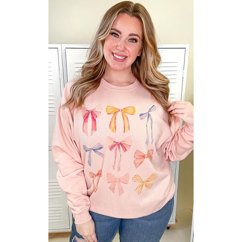 Pastel Bow Graphic Sweatshirt Shirt Hoodie | PrintMintTees.com