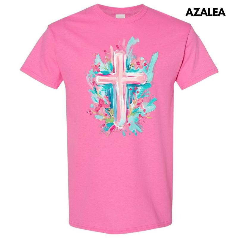 Pastel Brushstroke Cross Gildan Short Sleeve T-Shirt 'NLB' Hoodie, Sweatshirt | PrintMintTees.com