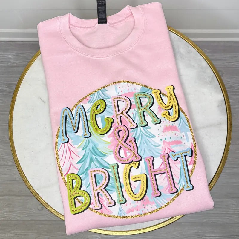 Pastel Merry & Bright Trees Sweatshirt 'NLB' T-Shirts, Hoodie | PrintMintTees.com