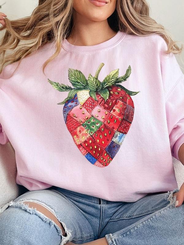 Patchwork Strawberry Unisex NuBlend Crew Sweatshirt Shirt Hoodie | PrintMintTees.com