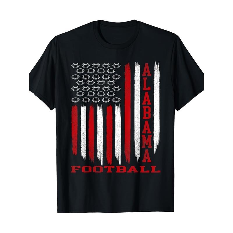 Patriotic American Flag Alabama Football Season Party T-shirt - 220g made in usa Hoodie Sweatshirt | PrintMintTees.com