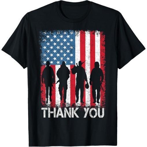 Patriotic American Flag Thank You For Men T-Shirt Made in USA Hoodie Sweatshirt | PrintMintTees.com