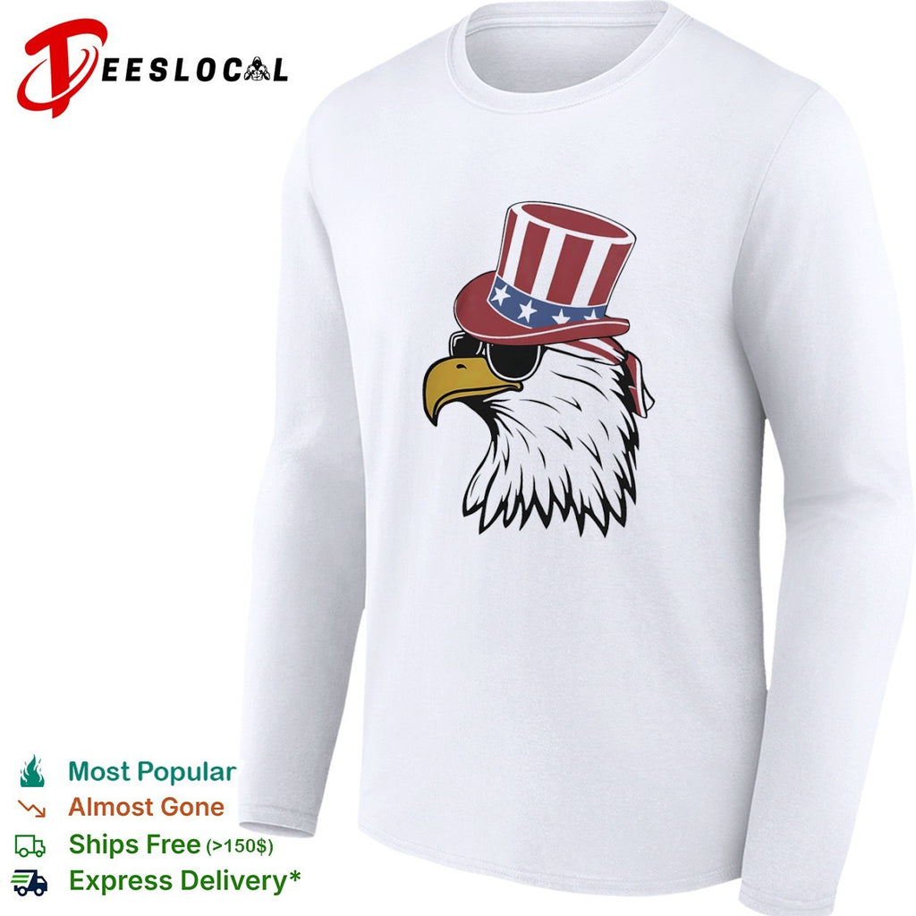 Patriotic American eagle with Uncle Sam hat and sunglasses shirt