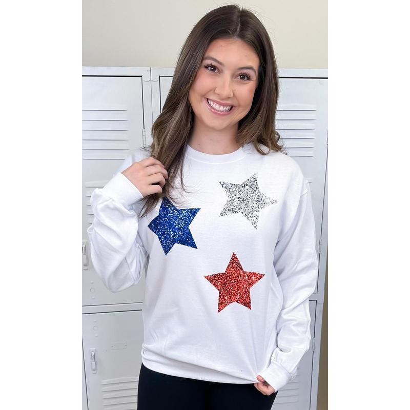Patriotic Glitter Star Sweatshirt