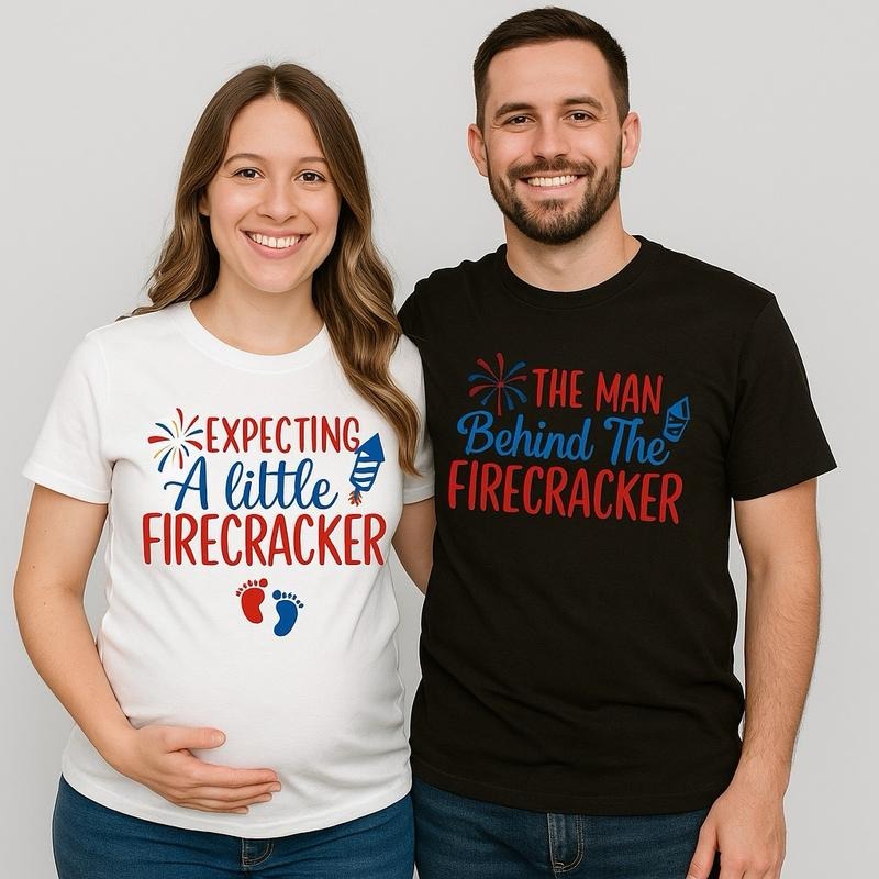 Patriotic Pregnancy Shirt, Expecting a Little Firecracker Tee, Funny 4th of July Pregnancy Reveal Shirt Hoodie Sweatshirt