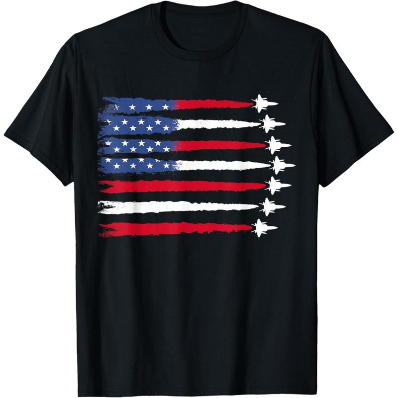 Patriotic Red White Blue USA Flag Fighter Jets 4th of July T-Shirt made in usa Hoodie Sweatshirt | PrintMintTees.com