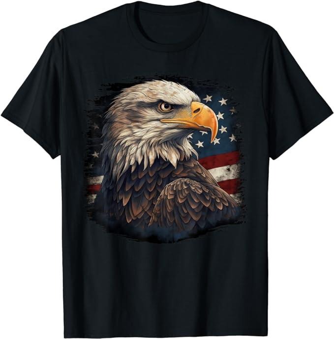 Patriotic Shirts For Men, Bald Eagle US American Flag 4th Of July Proud Patriotic Tee T-Shirt Menswear Top Casual Cotton...