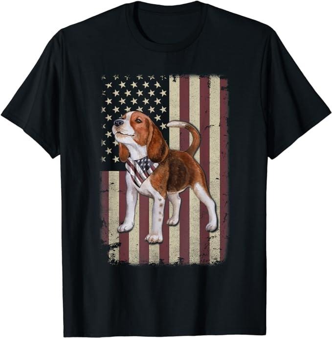 Patriotic Shirts For Men, Beagle American Flag Bandana Patriotic 4th Of July T-Shirt Menswear Top Casual Cotton Basic...