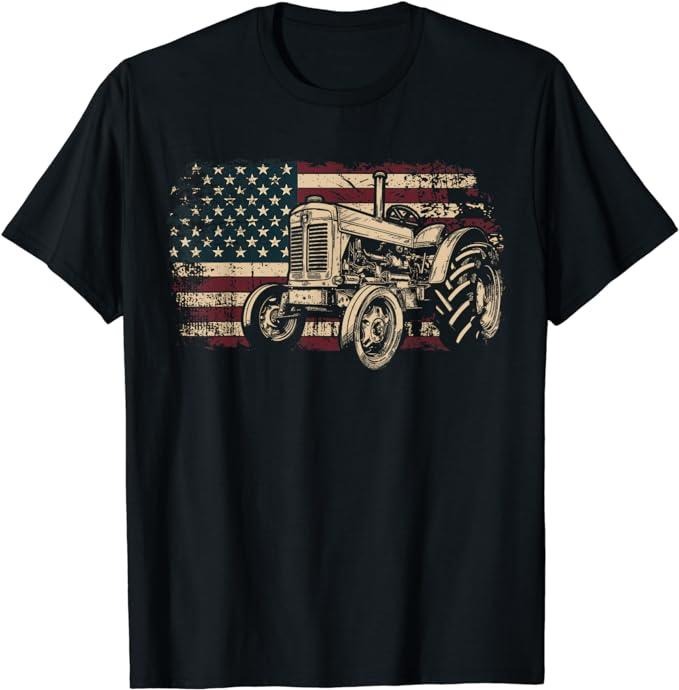 Patriotic Shirts Farm Tractor Proud Farmer Patriotic American Flag Tractor Menswear Top Casual Cotton Smooth Basic T-Shirts, Hoodie, Sweatshirt