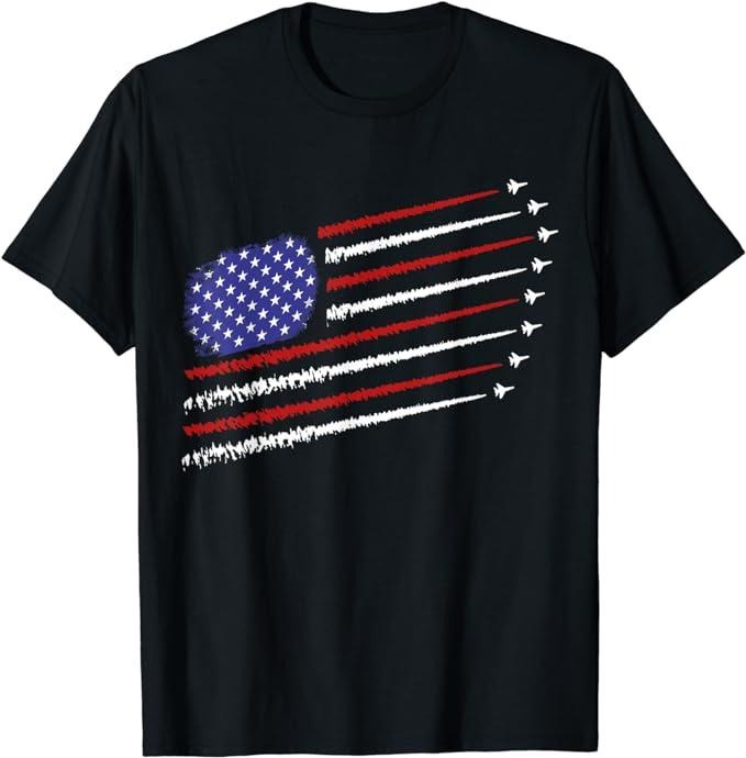 Patriotic Shirts For Men, Fighter Jets With USA American Flag 4th of July Celebration T-Shirt Menswear Top Casual Cotton...