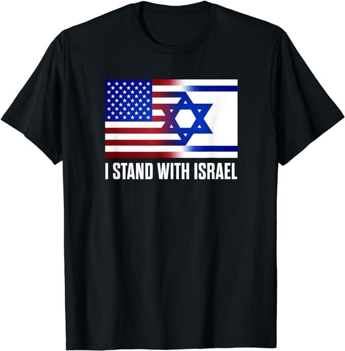 Patriotic Shirts I Stand Israel Patriotic USA Israel Flag Menswear Top Casual Cotton Basic Shirt Hoodie Sweatshirt