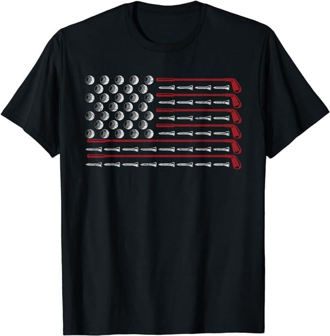 Patriotic Shirts For Men, Patriotic American Golfer Gift USA Flag Golf Club Golf T-Shirt Menswear Top Casual Cotton Basic...
