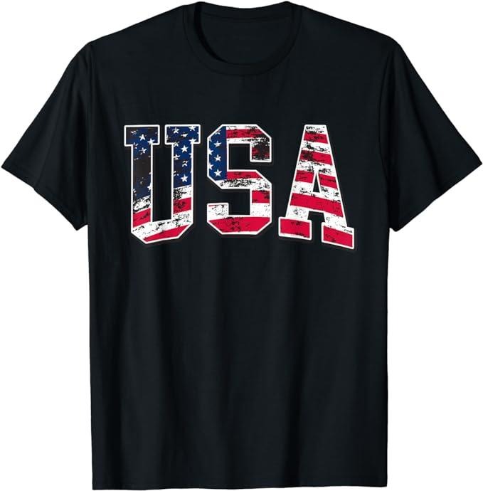 Patriotic Shirts For Men, USA Vintage American Flag T-Shirt Menswear Top Casual Cotton Fashion Basic Hoodie Sweatshirt