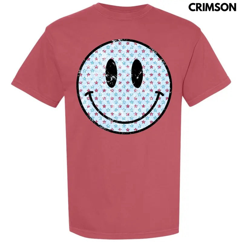 Patriotic Stars Happy Face Comfort Colors T-Shirt 'NLB' Hoodie, Sweatshirt | PrintMintTees.com