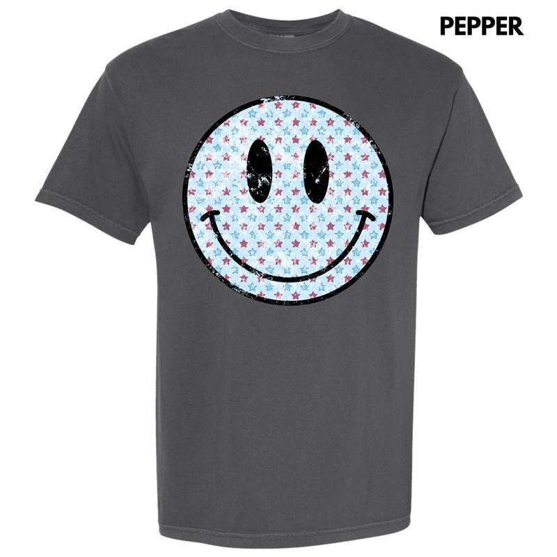 *** Patriotic Stars Happy Face Comfort Colors T-Shirt (Youth) 'NLB' Hoodie Sweatshirt | PrintMintTees.com