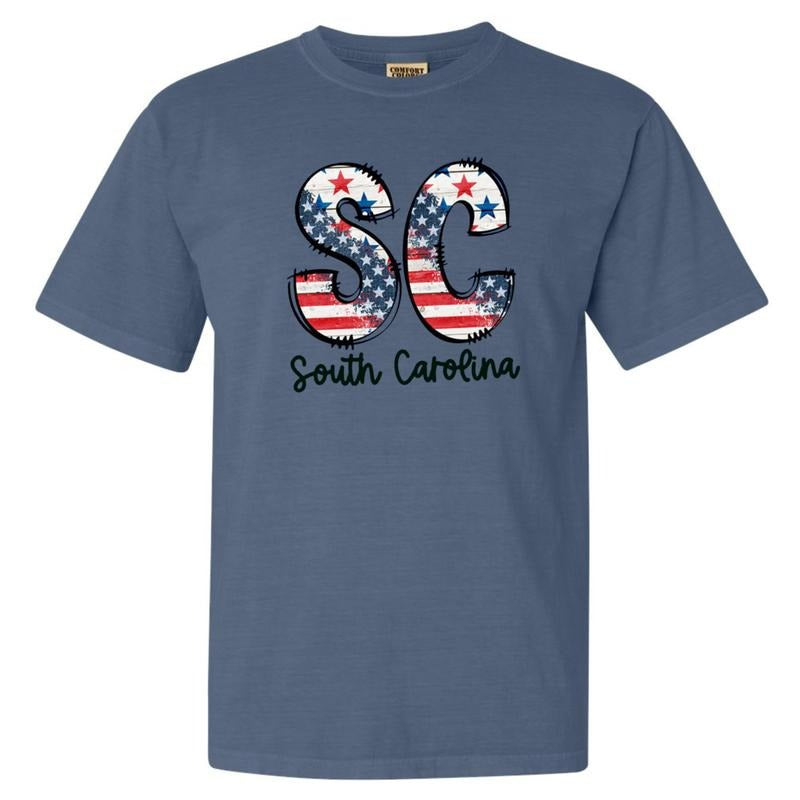 Patriotic States Comfort Colors Blue Jean T-Shirt Hoodie, Sweatshirt | PrintMintTees.com