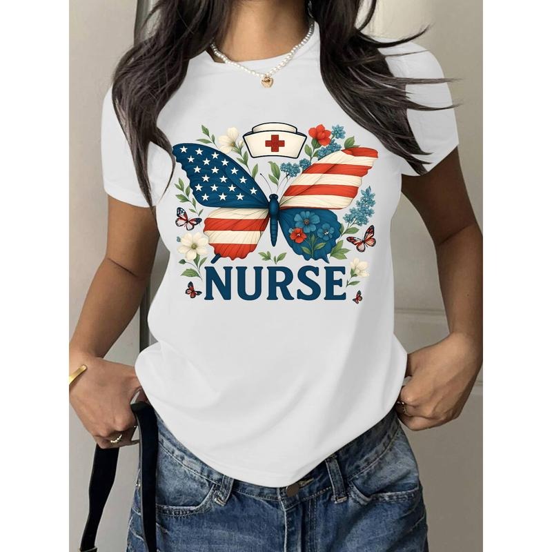 Patriotic T - Shirt for Nurses with American Flag - inspired Butterfly Design style 02 Hoodie Sweatshirt | PrintMintTees.com