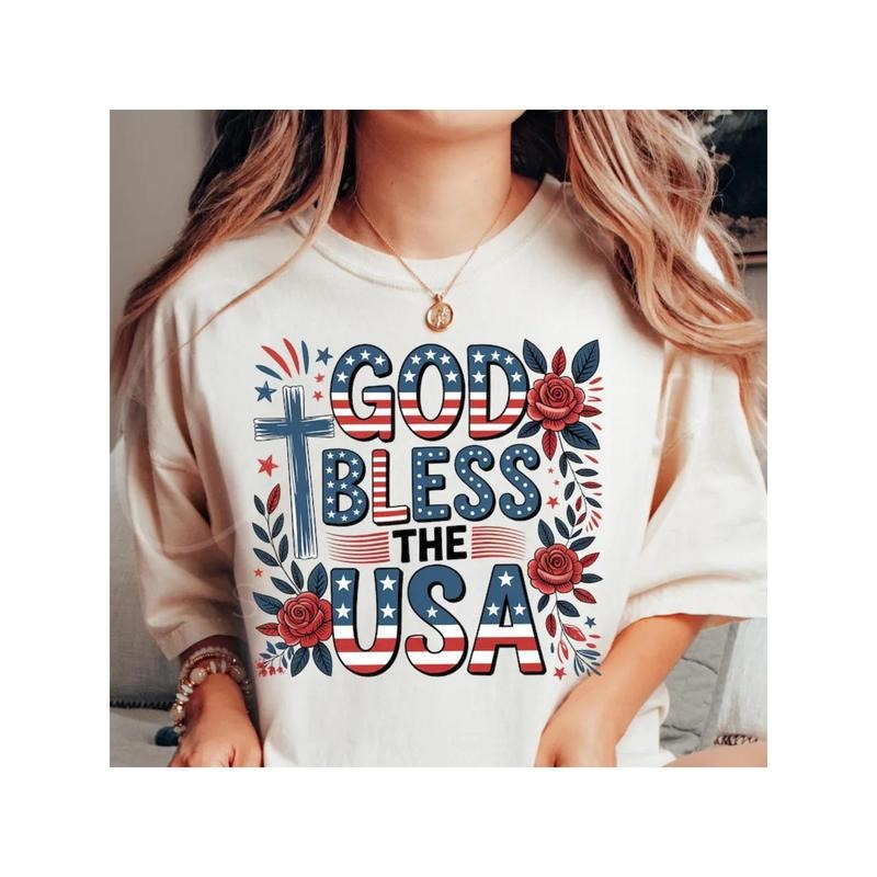 Patriotic T - Shirt with "God Bless the USA" Motif: Embodying National Pride and Faith Hoodie Sweatshirt | PrintMintTees.com