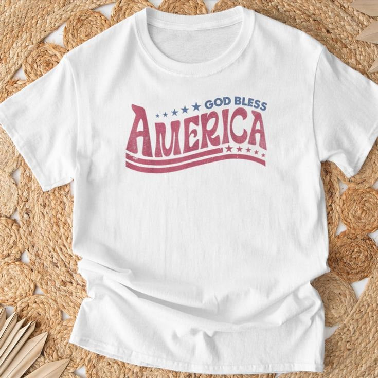 Patriotic T - Shirt with Inspiring "God Bless America" Motif style 02 Hoodie Sweatshirt | PrintMintTees.com