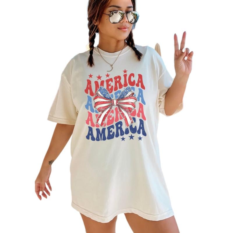 Patriotic Tee, Coquette 4th Of July Shirt, Coquette American Flag, America Shirt, Bow Tshirt, Fourth Of July, Retro 4th...