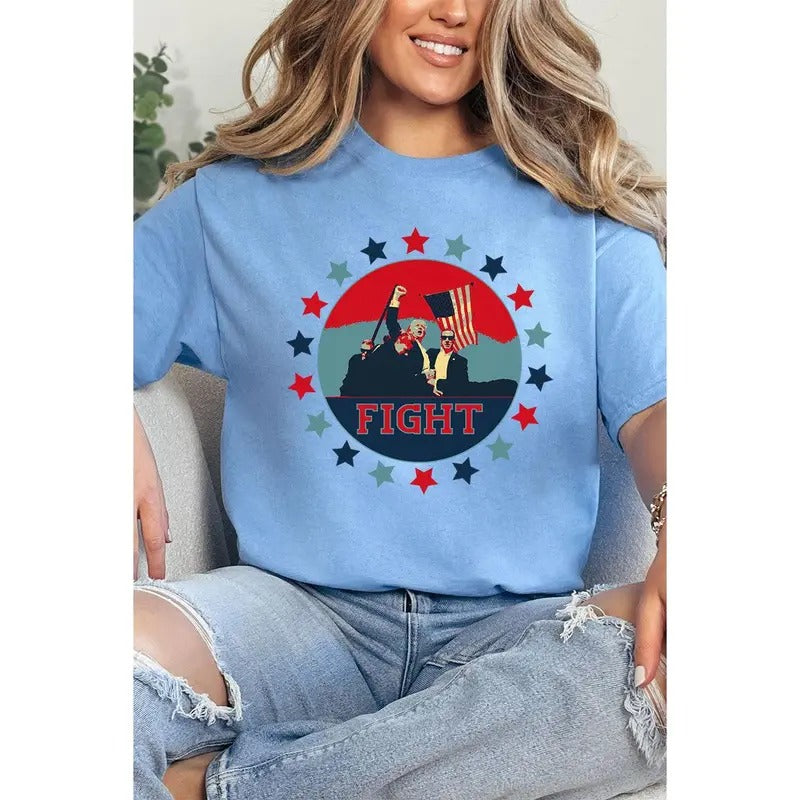 Patriotic Trump Fight Short Sleeve Relaxed Fit T-Shirt Hoodie Sweatshirt | PrintMintTees.com