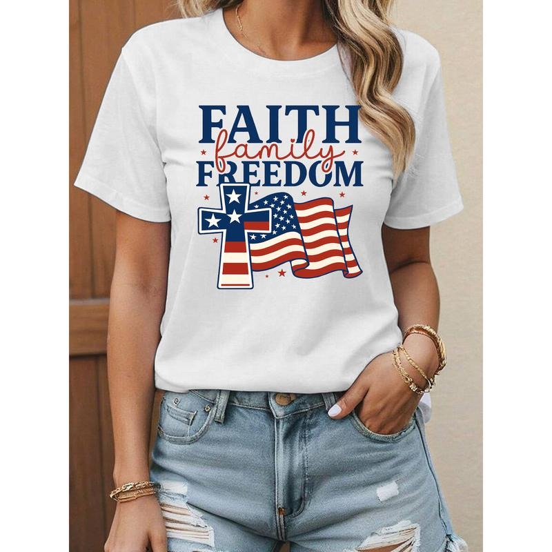 Patriotic and Faith - centered T - Shirt: 'Faith Family Freedom'