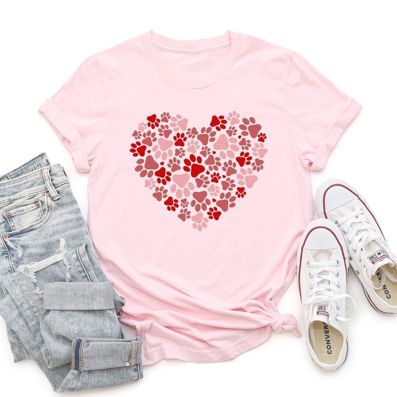 Paw Print Heart, Pets, Dogs, Cats, Super Soft Tshirt, Valentine's Day Hoodie, Sweatshirt | PrintMintTees.com