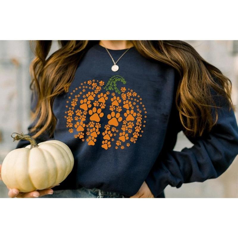 Paw Pumpkin Shirt Paw Print Shirt Pumpkin Dog Shirt Dog Halloween Shirtretro Pumpkin Halloween Shirt Halloween...