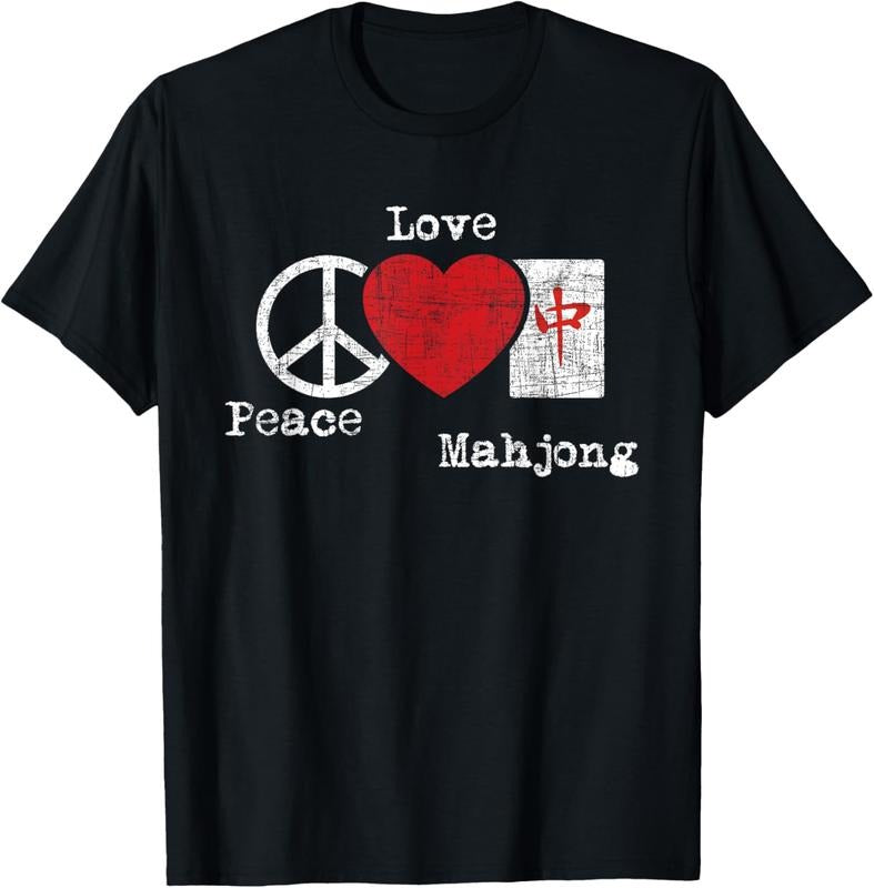 Peace Love Mahjong - Gambling Casino Player Chinese Game T-Shirt Hoodie Sweatshirt | PrintMintTees.com